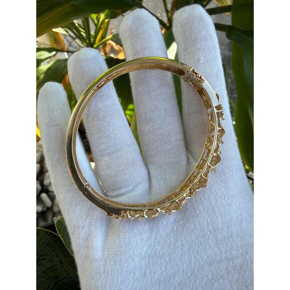 14K Hawaiian Heirloom Plumeria Bracelet Bangle Flower Hawaiian Scroll Size 7 - Picture 10 of 13